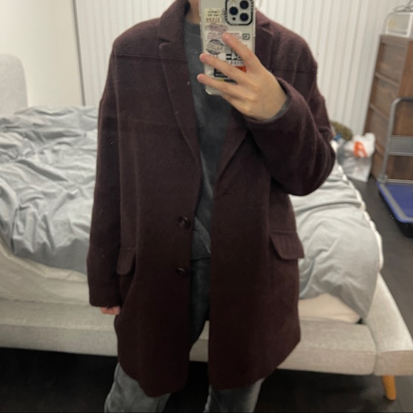 Topshop burgundy coat - Picture 7 of 7